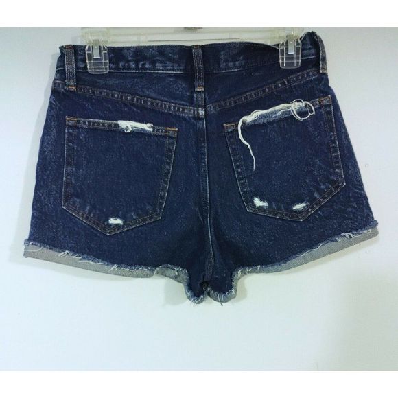 Abercrombie Fitch Denim Shorts Women’s Annie High Rise Raw Hem Black Sz 4/27 - Picture 1 of 6